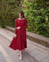 ELEGENT RED GEORGETTE FROCK