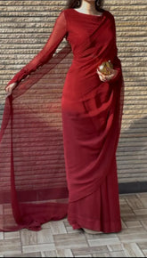 MEHROON CHIFFON SAREE