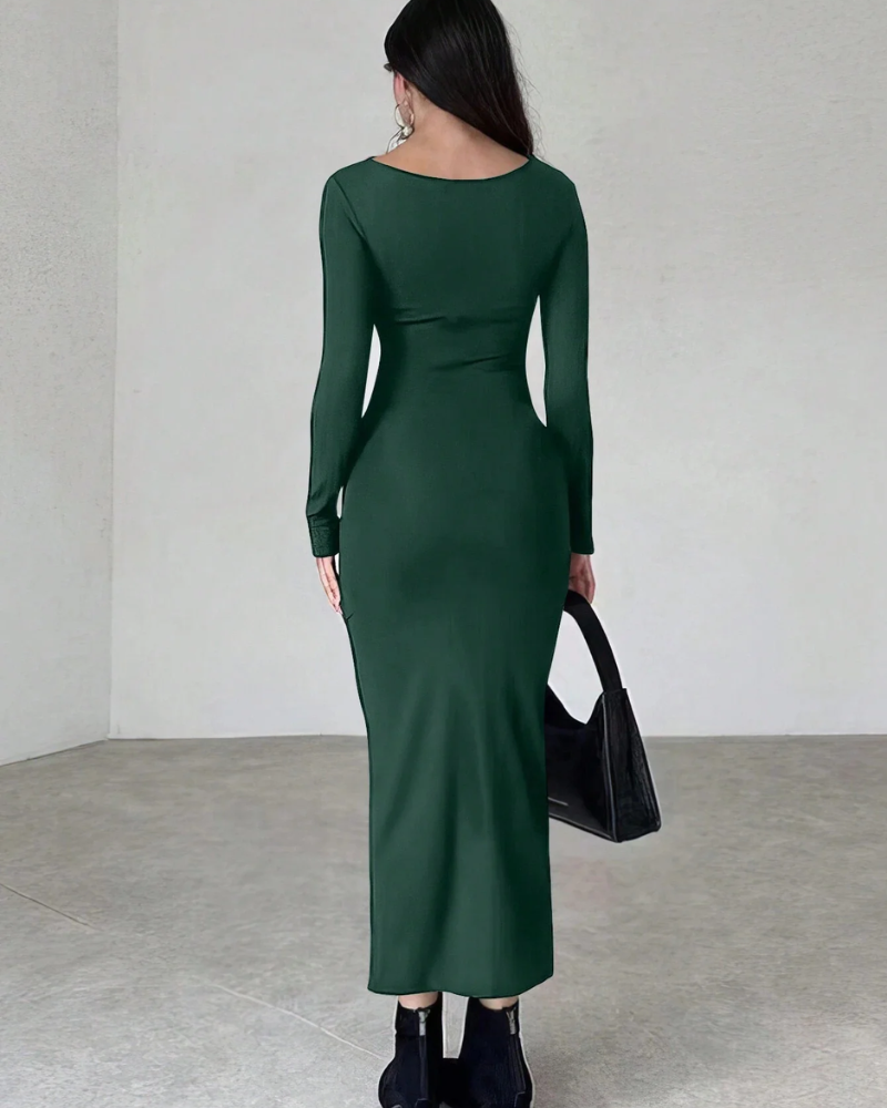 FOREST GREEN SPLIT BODYCON