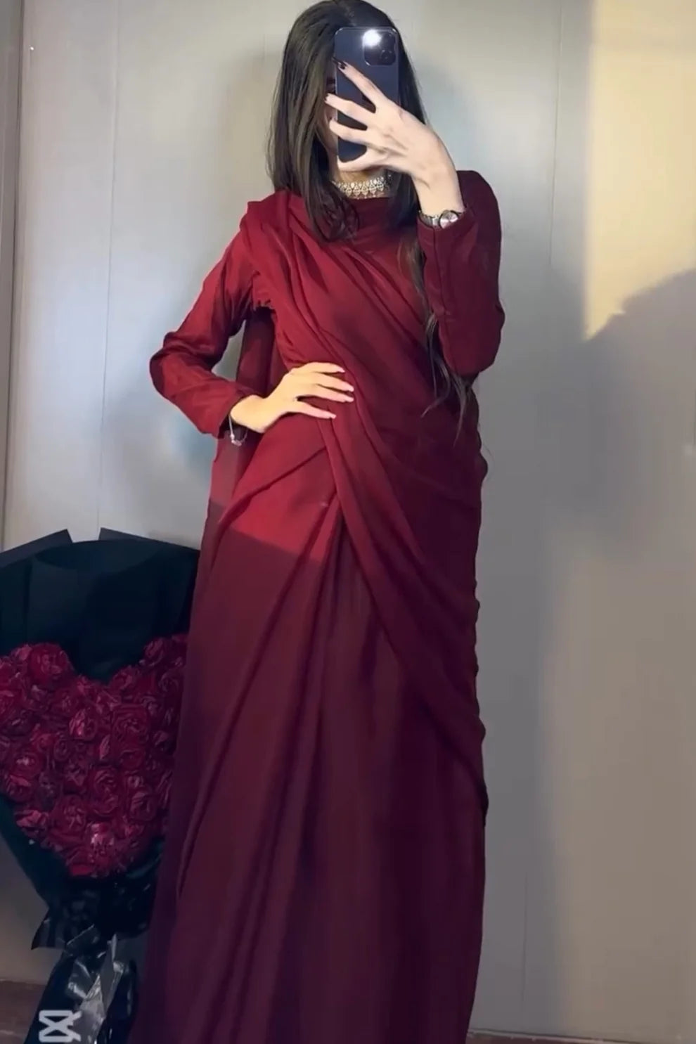 DARK MEHROON SAREE