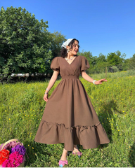 BROWN GLOW FROCK