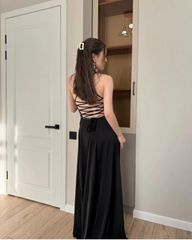 BLACK HIGH SLIT BODYCON