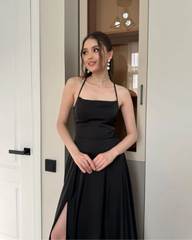 BLACK HIGH SLIT BODYCON