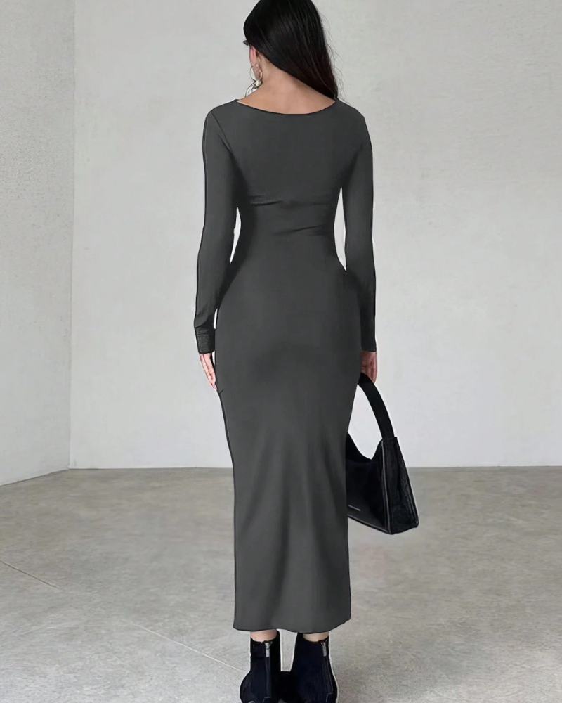 GREY LONG SLEEVE BODYCON