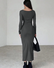 GREY LONG SLEEVE BODYCON