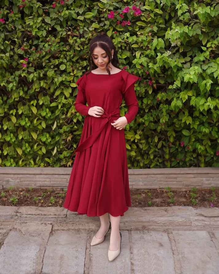 ELEGENT RED GEORGETTE FROCK