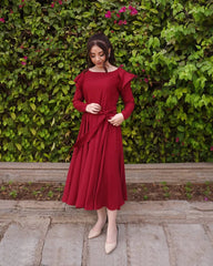 ELEGENT RED GEORGETTE FROCK