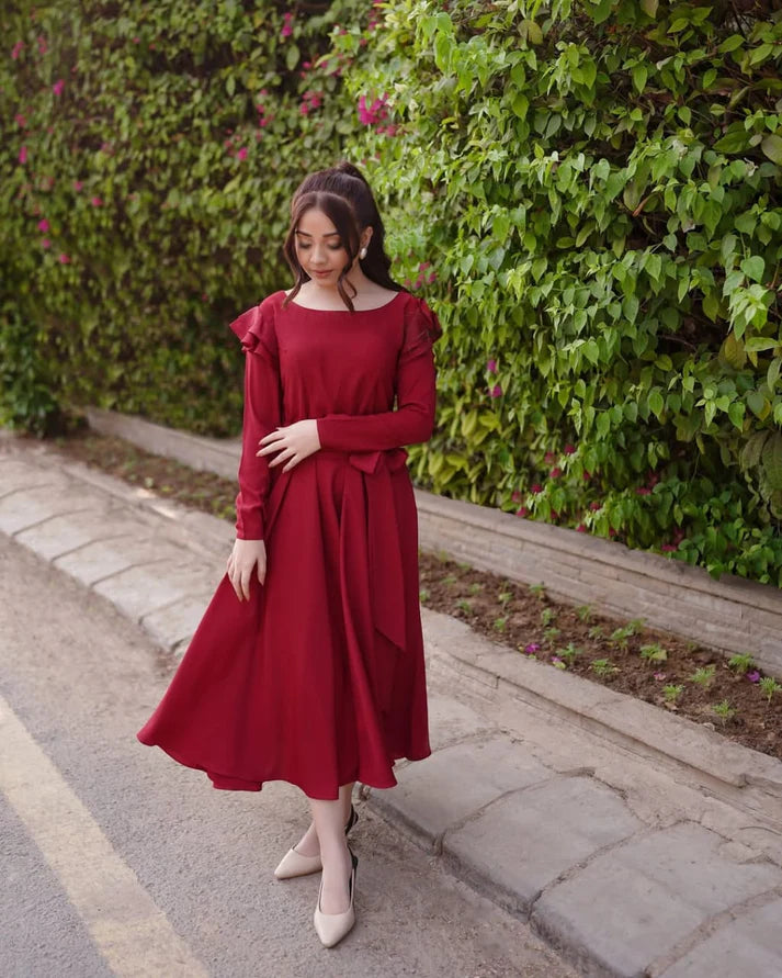 ELEGENT RED GEORGETTE FROCK