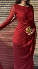 MEHROON CHIFFON SAREE