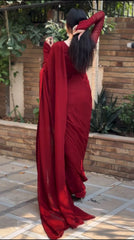 MEHROON CHIFFON SAREE