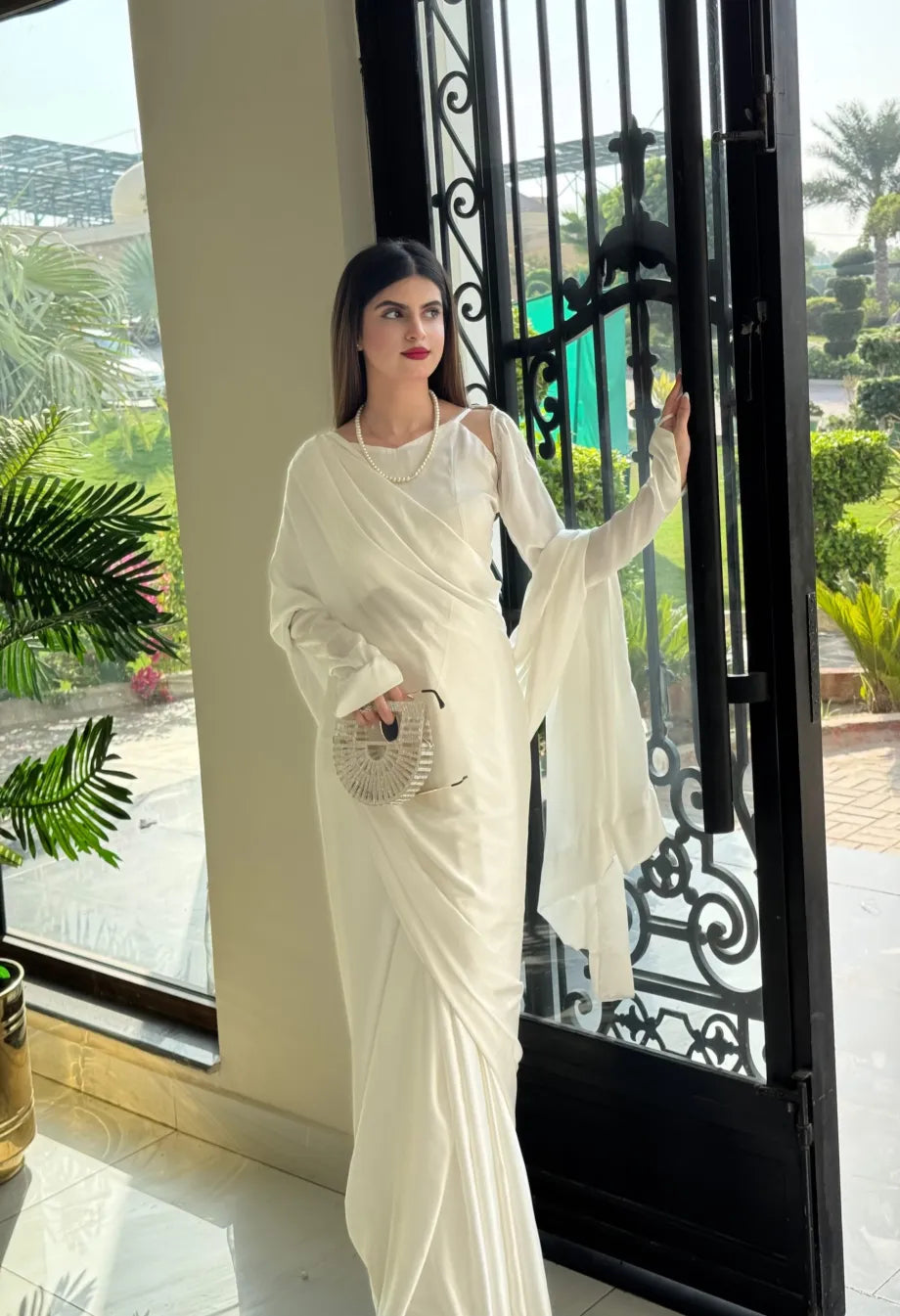 WHITE SILK SAREE