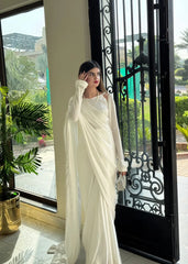 WHITE SILK SAREE