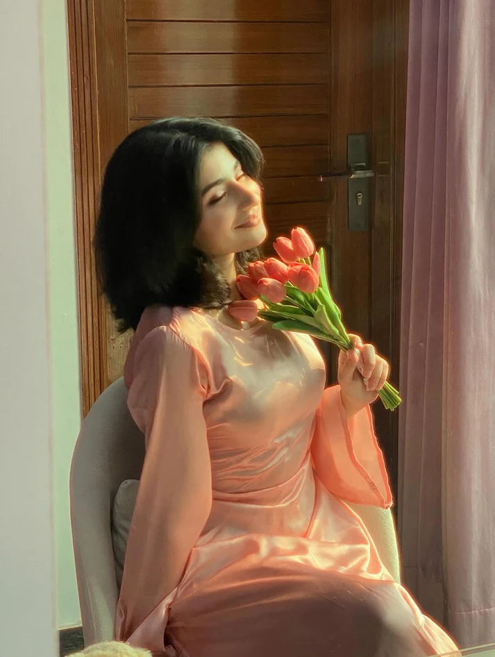 PINKISH SILK BODYCON DRESS