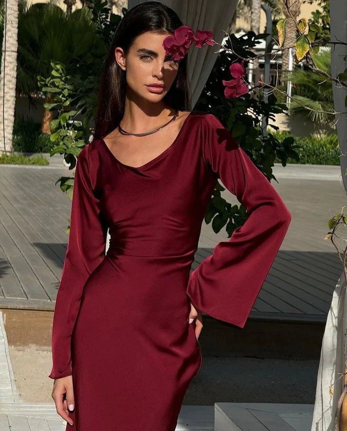 SCARLET SILK DRESS