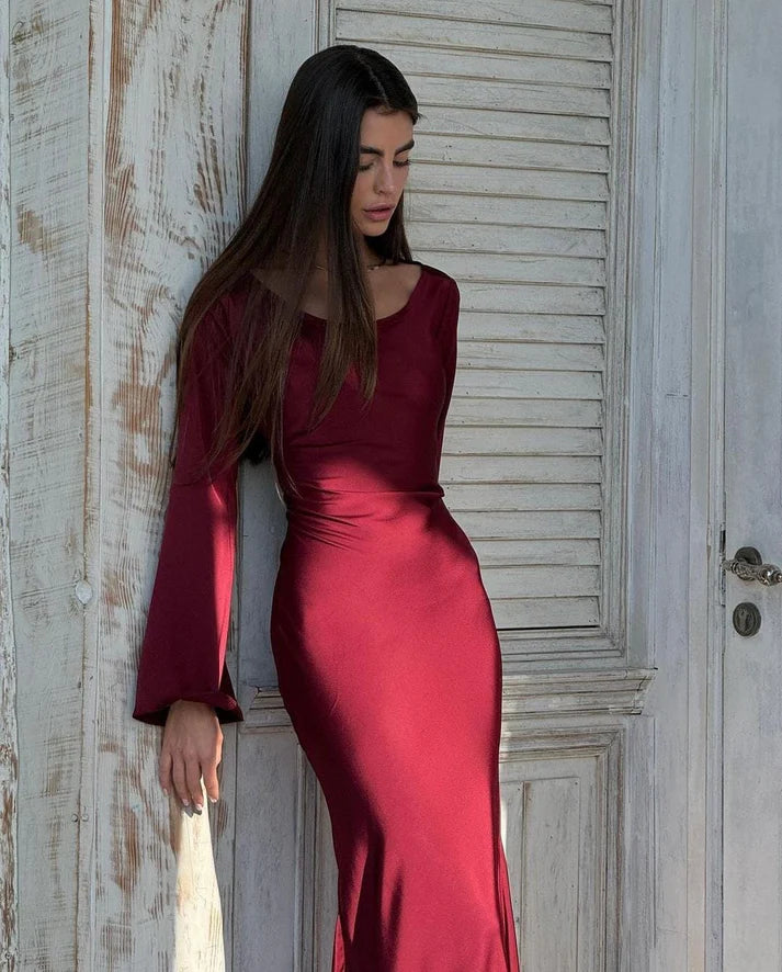 SCARLET SILK DRESS