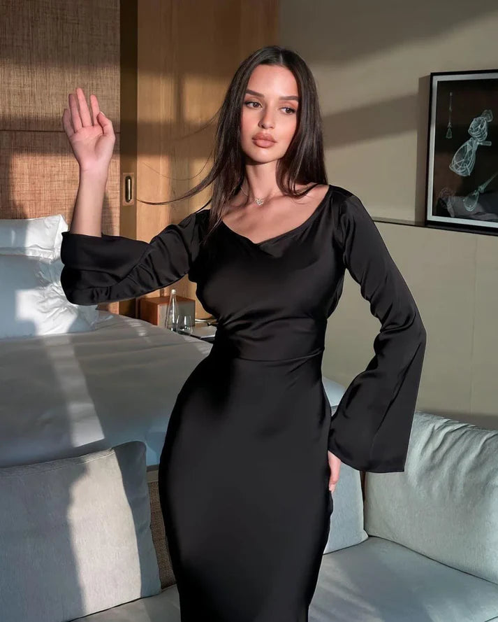 BLACK SILK DRESS