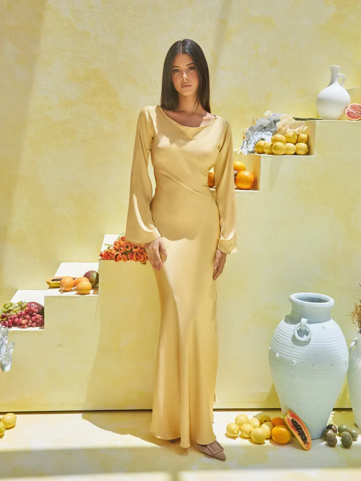 GOLD SILK DRESS